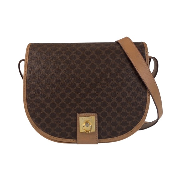 CELINE Vintage Brown Leather Shoulder Bag - Picture 1 of 10